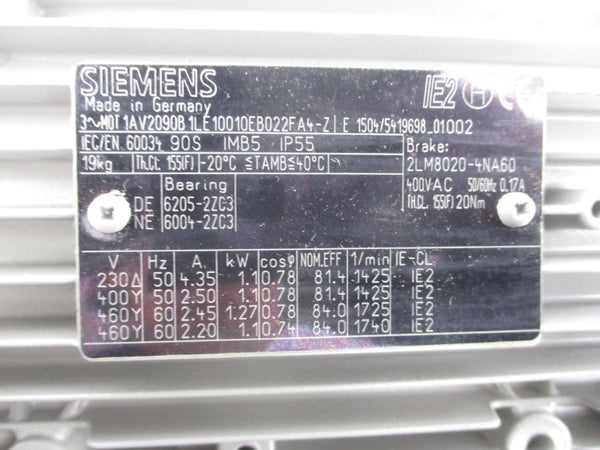 SIEMENS 1AV2090B1LE10010EB022FA4-Z 460V 2.20A (AS PICTURED) NSNP