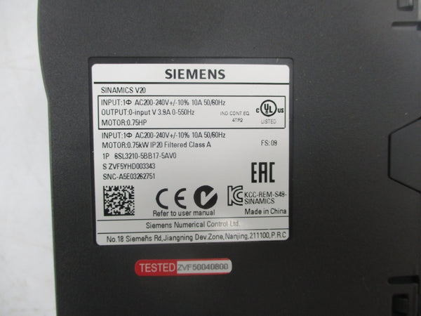 SIEMENS 6SL3210-5BB17-5AV0 200-240VAC 10A NSNP