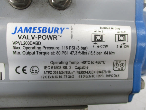 JAMESBURY VPVL200DABD 116PSI (AS PICTURED) NSNP