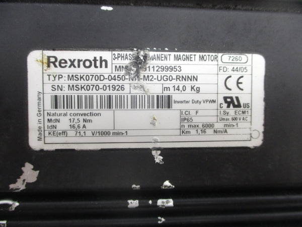 REXROTH MSK070D-0450-NH-M2-UG0-RNNN 600VAC NSNP