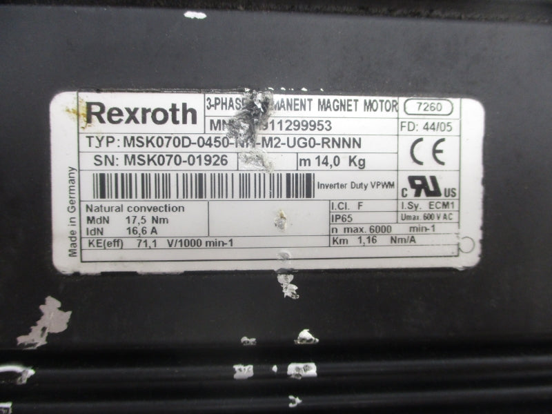 REXROTH MSK070D-0450-NH-M2-UG0-RNNN 600VAC NSNP