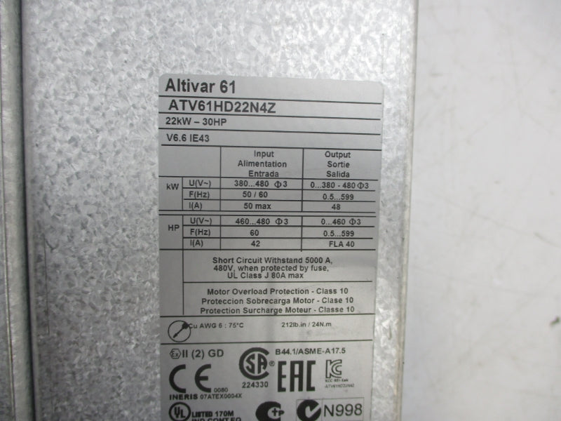 SCHNEIDER ELECTRIC ATV61HD22N4Z 380-480V 50A NSNP