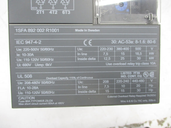ABB PSS30/52-500F 1SFA892002R1001 110-120VAC 10-30A NSNP
