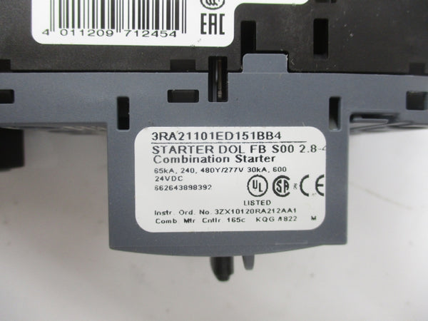 SIEMENS 3RA21101ED151BB4 24VDC 2.8-4A NSMP