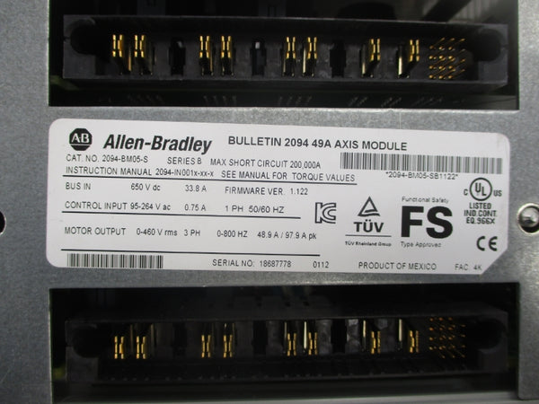 ALLEN BRALDEY 2094-BM05-S SER. B F/W 1.122 95-264VAC 0.75A REMAN