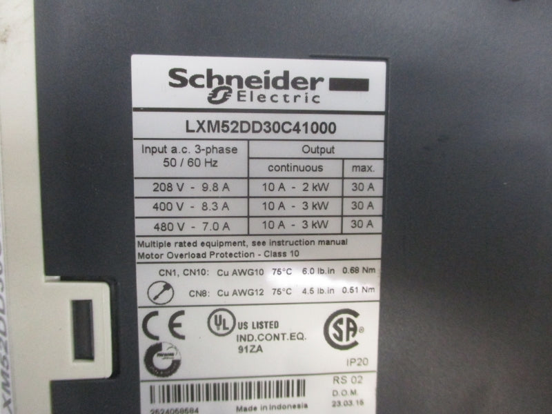 SCHNEIDER ELECTRIC LXM52DD30C41000 480V 7A UNMP