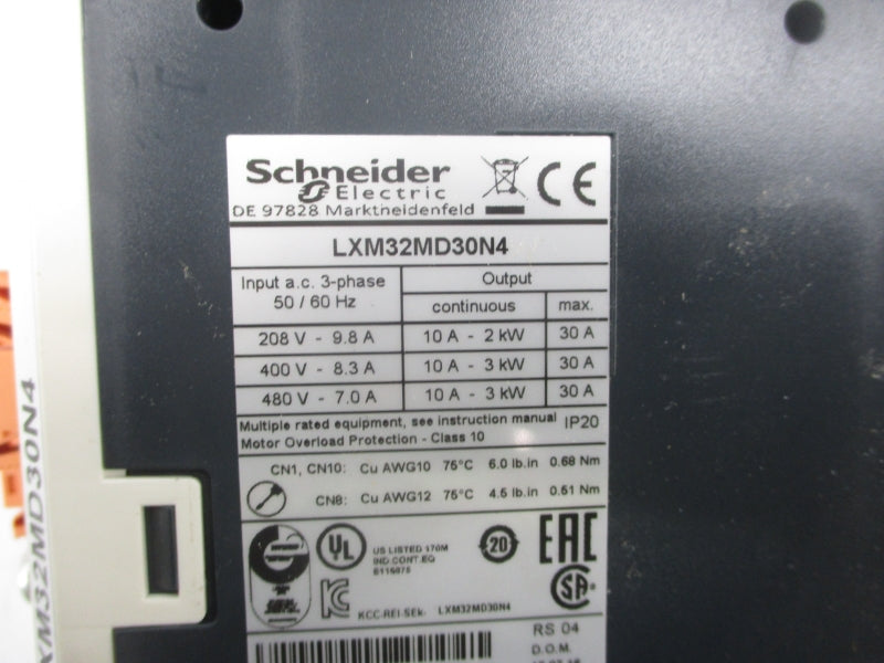 SCHNEIDER ELECTRIC LXM32MD30N4 480V 7A (AS PICTURED) UNMP