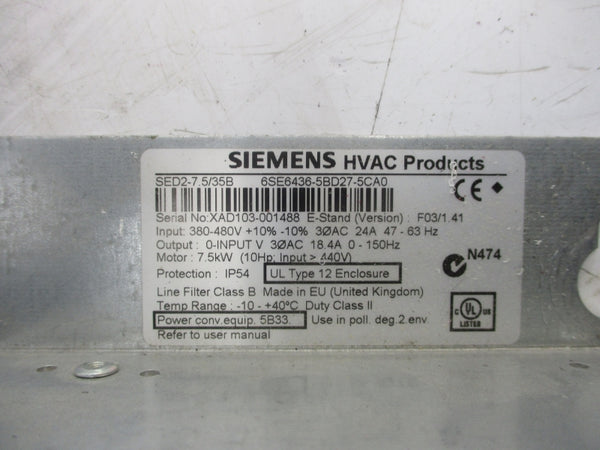 SIEMENS 6SE6436-5BD27-5CA0 380-480V 24A UNMP