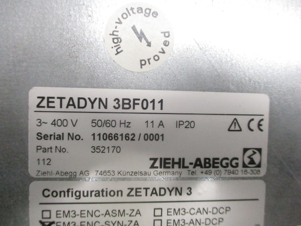 ZIEHL-ABEGG ZETADYN 3BF011 352170 400V 11A UNMP
