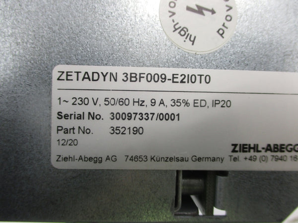 ZIEHL-ABEGG ZETADYN 3BF009-E2I0T0 230V 9A UNMP