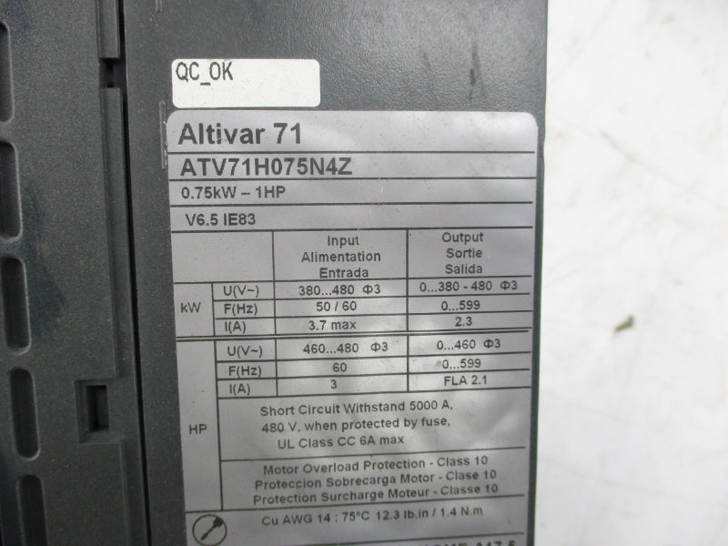 SCHNEIDER ELECTRIC ATV71H075N4Z 380-480V 3.7A (AS PICTURED) UNMP