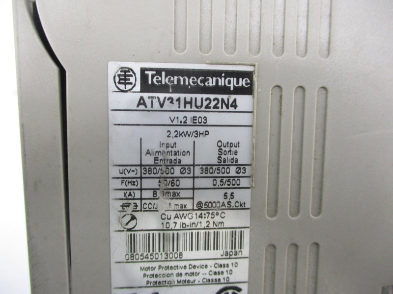 TELEMECANIQUE ATV31HU22N4 380/500V 8.9A (AS PICTURED) UNMP