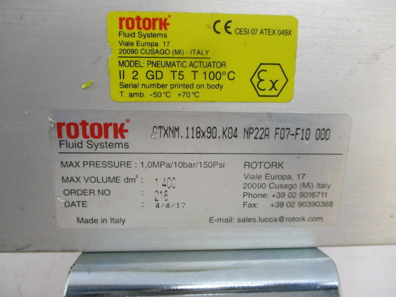 XOMOX XLB13A W/ GTXNM.118X90.K04NP22F07-F10000 W/ SYC4200-10X23A4 120PSI NSNP