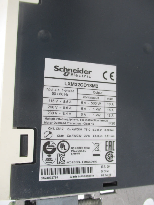 SCHNEIDER ELECTRIC LXM32CD18M2 230V 8.4A NSNP
