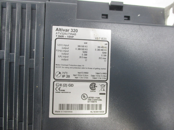 SCHNEIDER ELECTRIC ATV320U75N4B 380-500V 26.5A (AS PICTURED) UNMP