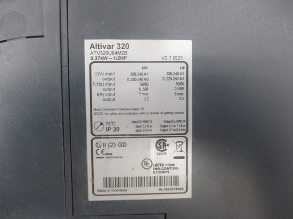 SCHNEIDER ELECTRIC ATV320U04M2B 200-240V 6A (AS PICTURED) NSNP