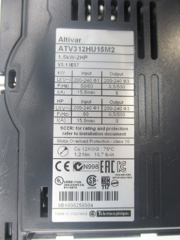 TELEMECANIQUE ATV312HU15M2 200-240V 15.8A (AS PICTURED) NSNP