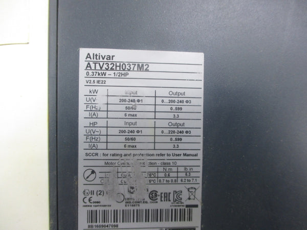SCHNEIDER ELECTRIC ATV32H037M2 200-240V 6A (AS PICTURED) NSNP