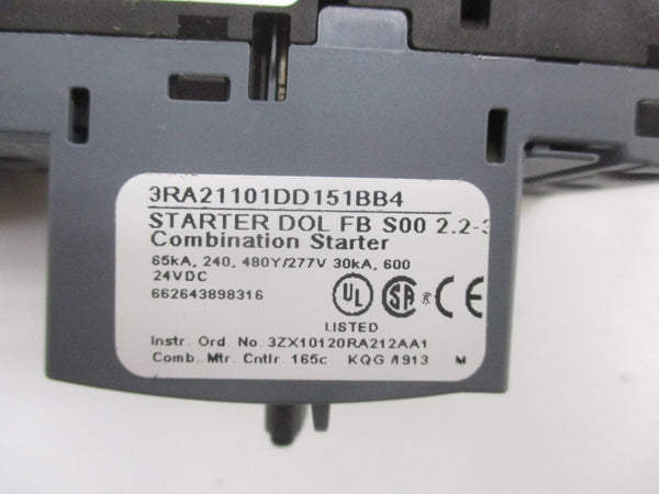 SIEMENS 3RA21101DD151BB4 24VDC 2.2-3.2A NSMP
