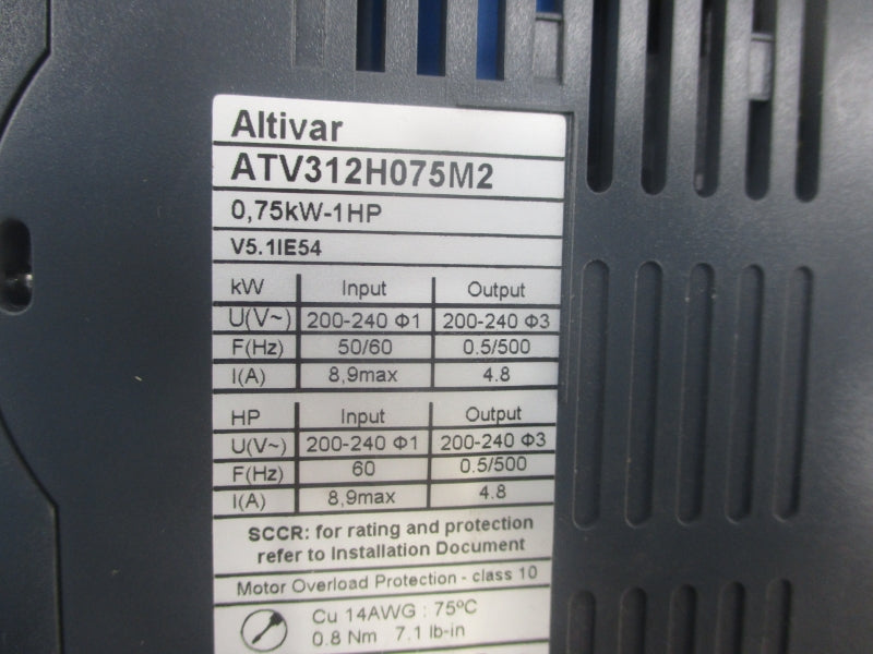 SCHNEIDER ELECTRIC ATV312H075M2 200-240V 8.9A (AS PICTURED) NSNP