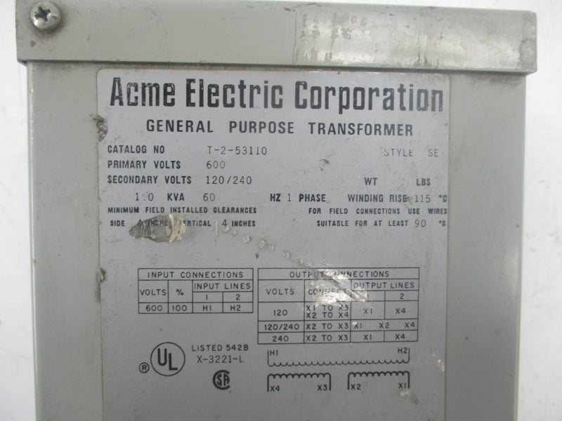 ACME T-2-53110 120/240V UNMP