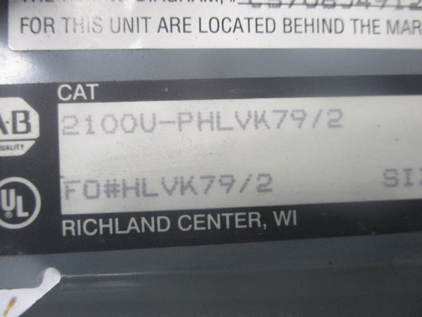 ALLEN BRADLEY 2100U-PHLVK79/2 110/115-120V (AS PICTURED) NSNP