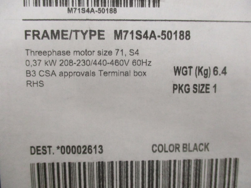 LAFERT ST71S4 M71S4A-50188 208-230/440-460V 2.2A NSMP