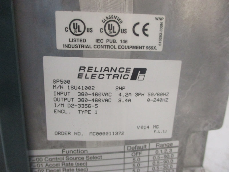RELIANCE ELECTRIC 1SU41002 380-460VAC 4.2A NSNP