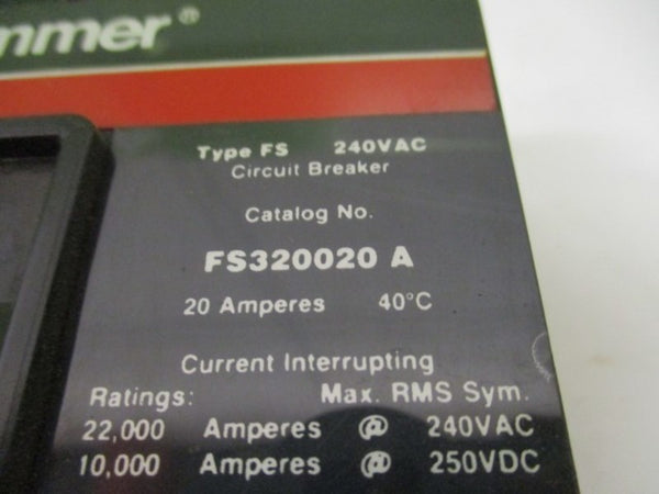 CUTLER HAMMER FS320020A CIRCUIT BREAKER 20A UNMP