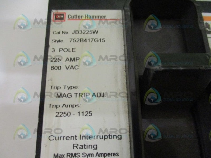 CUTLER HAMMER JB3225W CIRCUIT BREAKER 225A NSNP