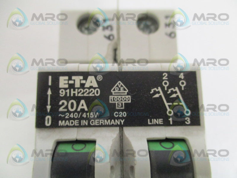 E-T-A 91H2220 CIRCUIT BREAKER 20A (AS PICTURED) UNMP
