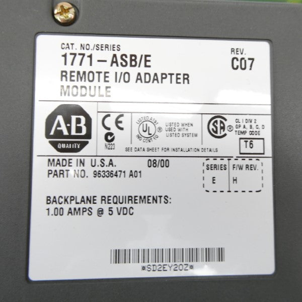 ALLEN BRADLEY 1771-ASB SER. E F/W H 5VDC 1.00A (AS PICTURED1) UNMP