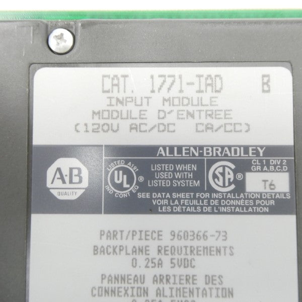 ALLEN BRADLEY 1771-IAD SER. B 120VAC/DC NSNP