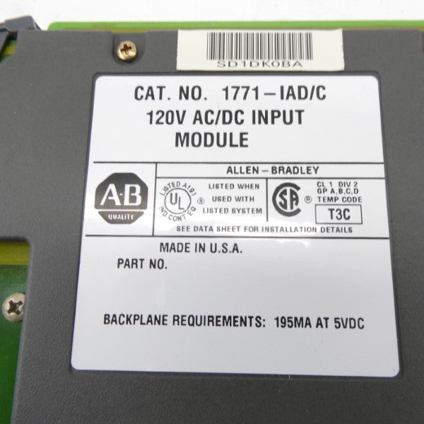 ALLEN BRADLEY 1771-IAD SER. C 120VAC/DC NSNP