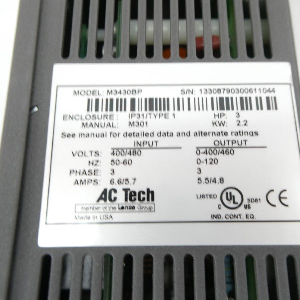 AC TECH M3430BP 400/480V 6.6/5.7A NSMP