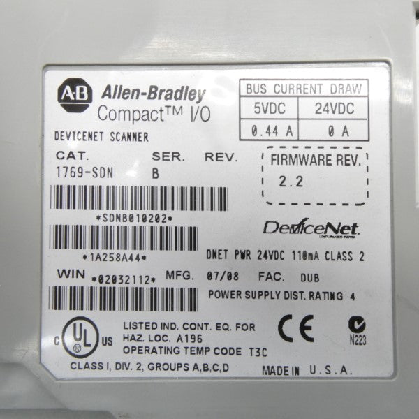 ALLEN BRADLEY 1769-SDN SER. B F/W 2.2 24VDC NSNP