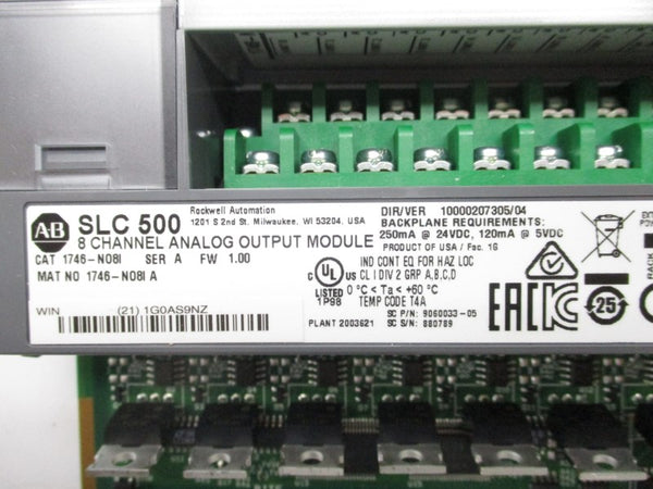 ALLEN BRADLEY 1746-NO8I SER. A F/W 1.00 24VDC NSMP