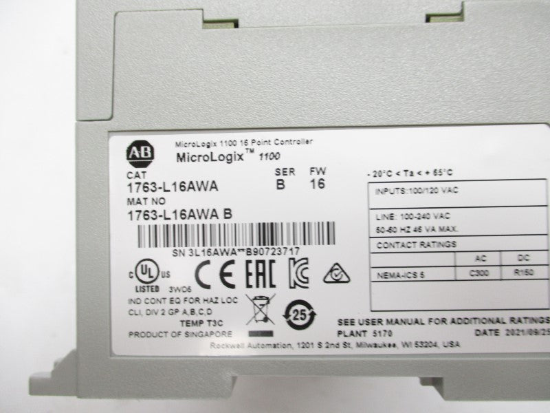 ALLEN BRADLEY 1763-L16AWA SER. B F/W 16 100-120VAC NSMP