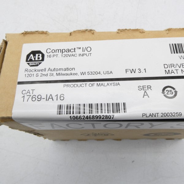 ALLEN BRADLEY 1769-IA16 SER. A F/W 3.1 120VAC DATE: 2017 NSFS