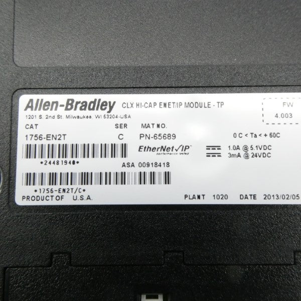 ALLEN BRADLEY 1756-EN2T SER. C F/W 4.003 24VDC NSNP