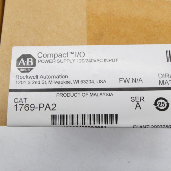 ALLEN BRADLEY 1769-PA2 SER. A 120/240VAC DATE: 2017 NSFS