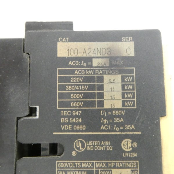 ALLEN BRADLEY 100-A24ND3 SER. C 110/120V 24A UNMP