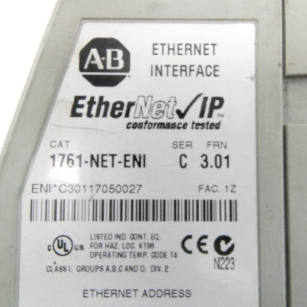 ALLEN BRADLEY 1761-NET-ENI SER. C F/W 3.01 24VDC UNMP