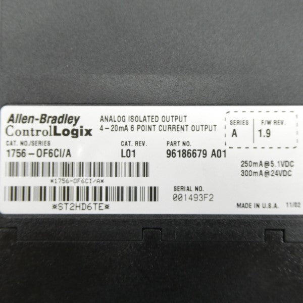 ALLEN BRADLEY 1756-OF6CI SER. A F/W 1.9 24VDC REV. L01 NSNP