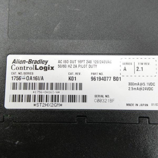 ALLEN BRADLEY 1756-OA16I SER. A F/W 2.1 24VDC REV. K01 NSNP