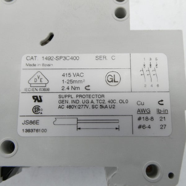 ALLEN BRADLEY 1492-SP3C400 SER. C 415VAC 40A NSMP
