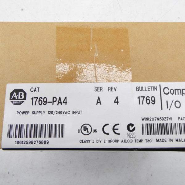 ALLEN BRADLEY 1769-PA4 SER. A 120/240VAC DATE: 2010 REV. 4 NSFS
