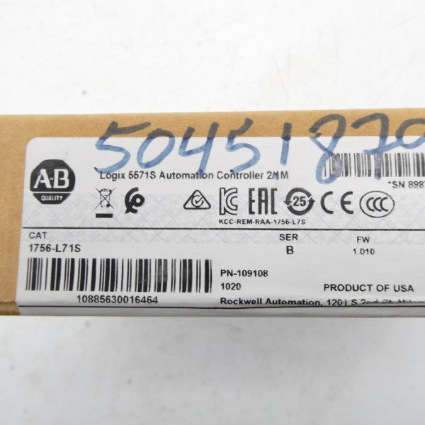 ALLEN BRADLEY 1756-L71S SER. B F/W 1.010 DATE: 2021 NSFS