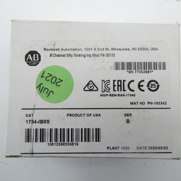ALLEN BRADLEY 1734-IB8S SER. B DATE: 2020 NSFS
