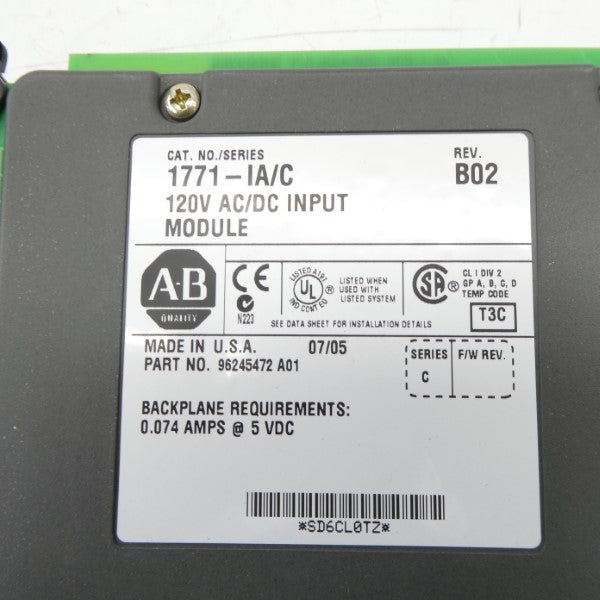 ALLEN BRADLEY 1771-IA SER. C 120VAC/DC REV. B02 NSMP